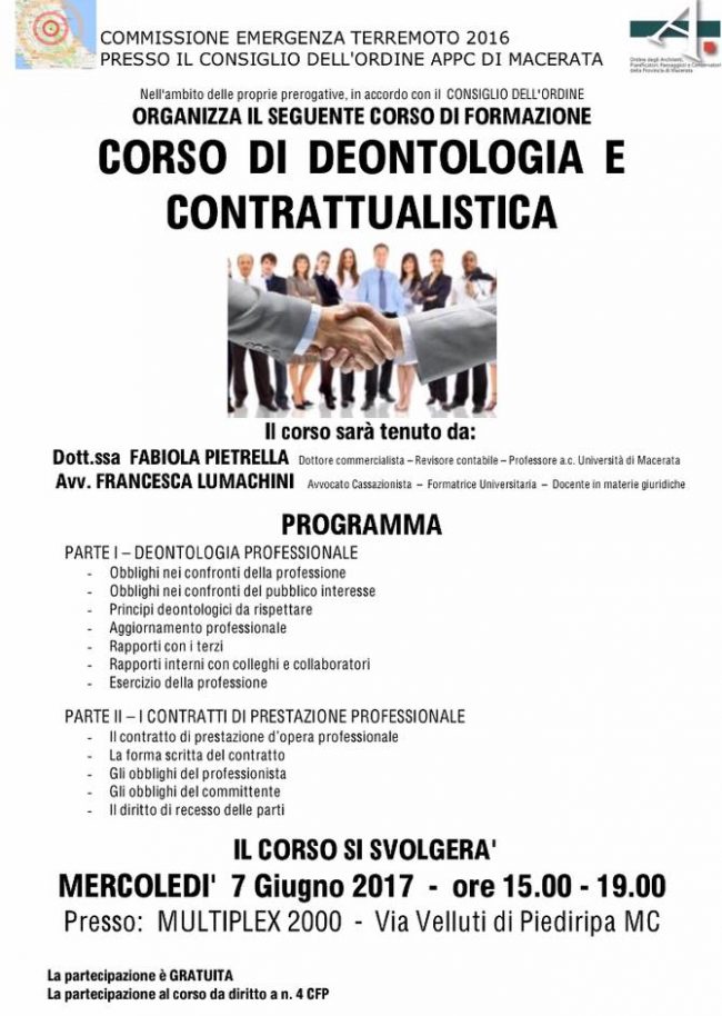 Corso di deontologia e contrattualistica