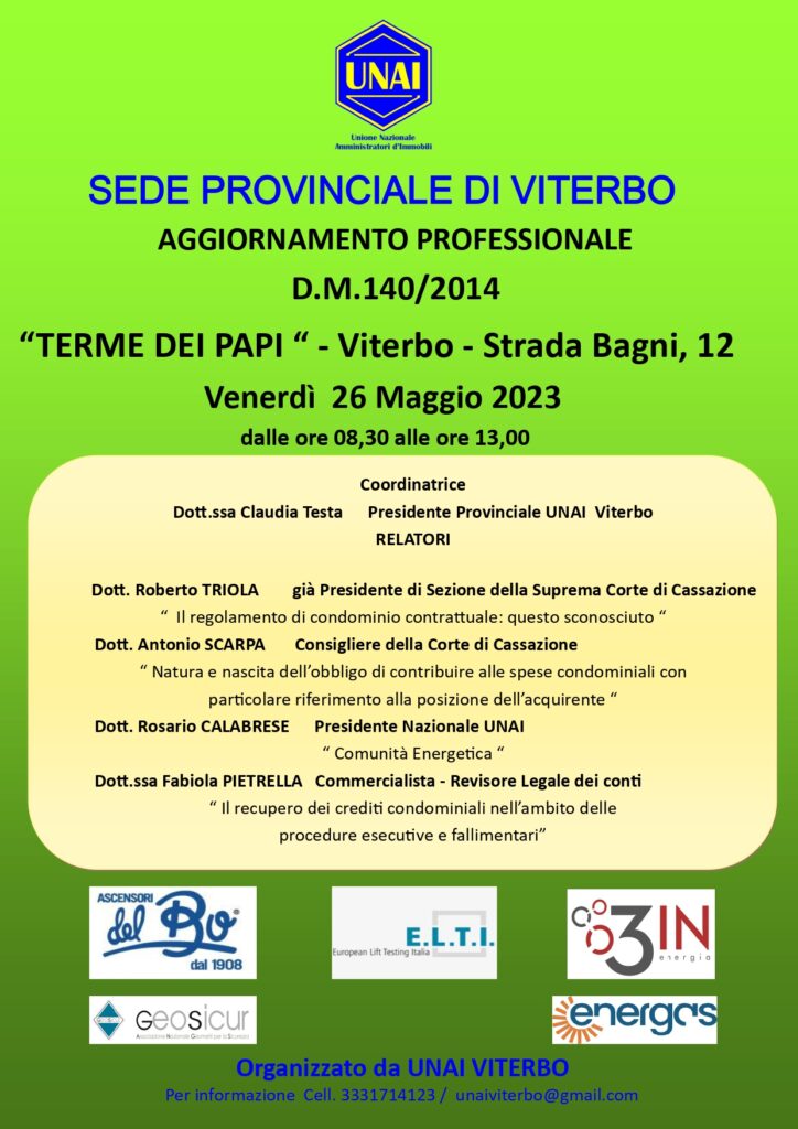 Aggiornamento professionale DM 140/2014 Amministratori di condominio