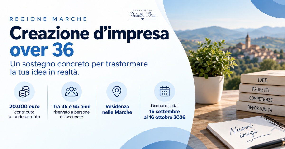 Creazione d’impresa over 36 – Regione Marche